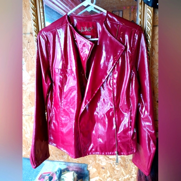 Jackets & Blazers - Deep red vinyl jacket